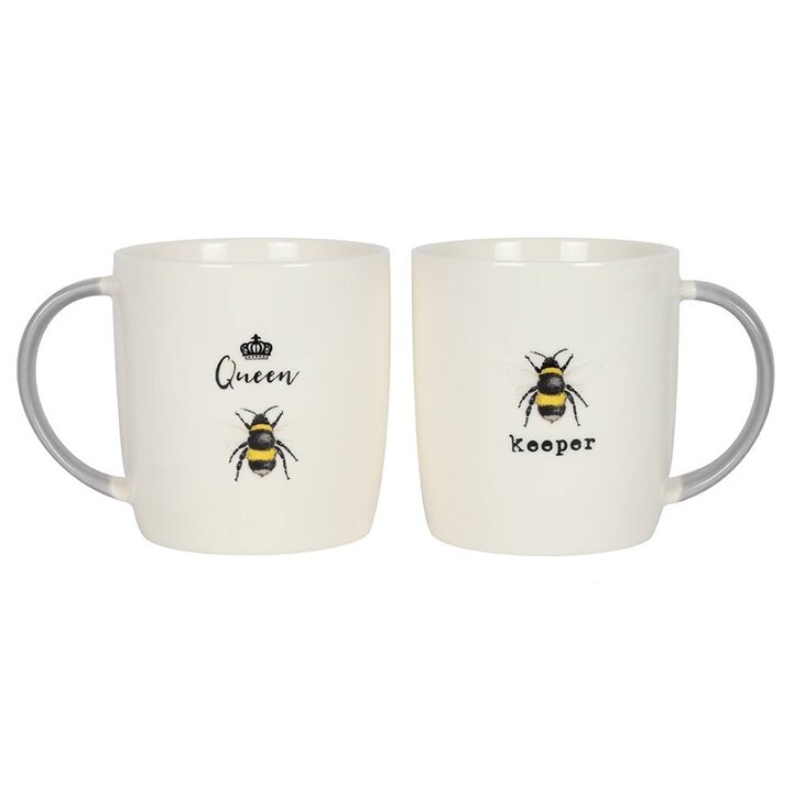 Queen Bee and Bee Keeper Mug Gift Set. Mr And Mrs Mug Set. Gift For Couples