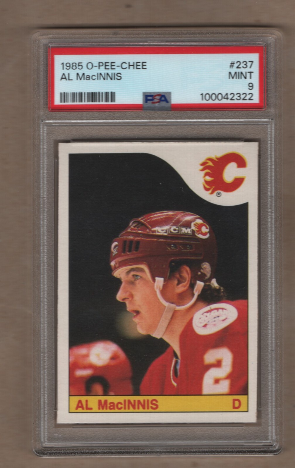 1985-86 Al MacInnis Hockey O-Pee-Chee Rookie #237 PSA 9 Mint Graded