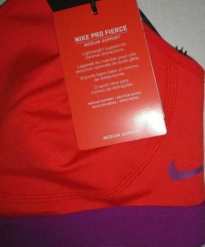 NWT NIKE PRO FIERCE Medium Support Training Sports Bra 620279 Crimson Purple S - Picture 5 of 8