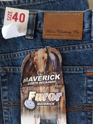 Vintage Maverick Furor Jeans 40X32  Blue Stone Wash Bootcut Denim NEW