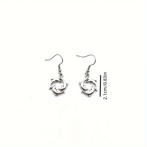 Cute Dolphin Drop Dangle Earrings Beach Ocean Fashion Jewelry Silver Toned - Picture 3 of 3