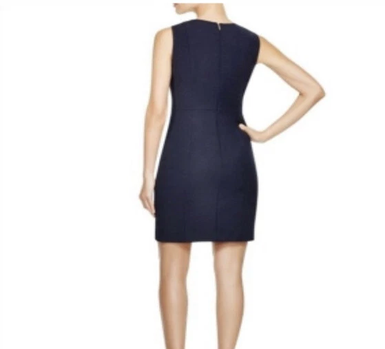 Tory Burch Women’s Wool Blend Evelina Sheath Dress size 14 Navy Blue Gold Detail - Image 2 of 4