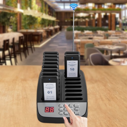 Schwarzes Restaurant Pager System 10 Pager, mit Vibration, Licht, Tropfgeräusch - Bild 1 von 16