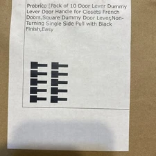 Probrico 10 Pack Matte Black Door Levers For Closets, French Doors, Non Turning