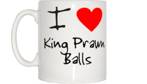 I Love Heart King Prawn Balls Mug