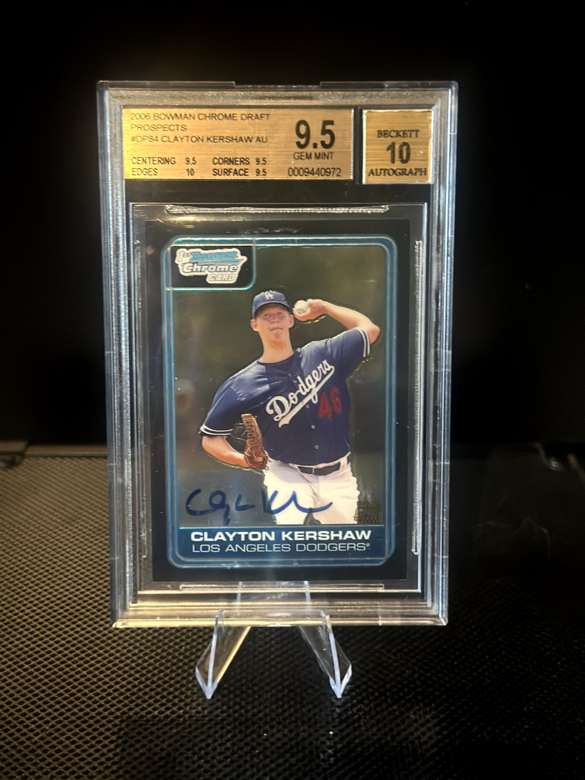 CLAYTON KERSHAW 2006 Bowman Chrome Draft Auto BGS 9.5/10 GEM MT+ Dodgers 1st RC