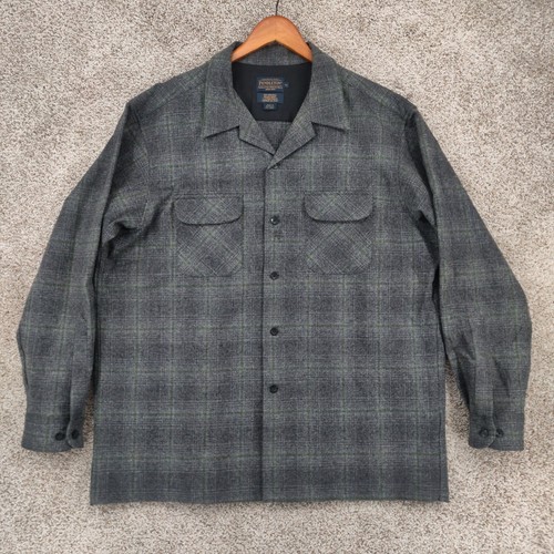 Pendleton The Original Board Shirt Mens XL Loop Collar Virgin Wool Gray Button