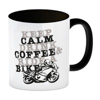 Keep Calm & Ride A Bike Kaffeebecher Schwarz Kaffeebecher Zum Thema