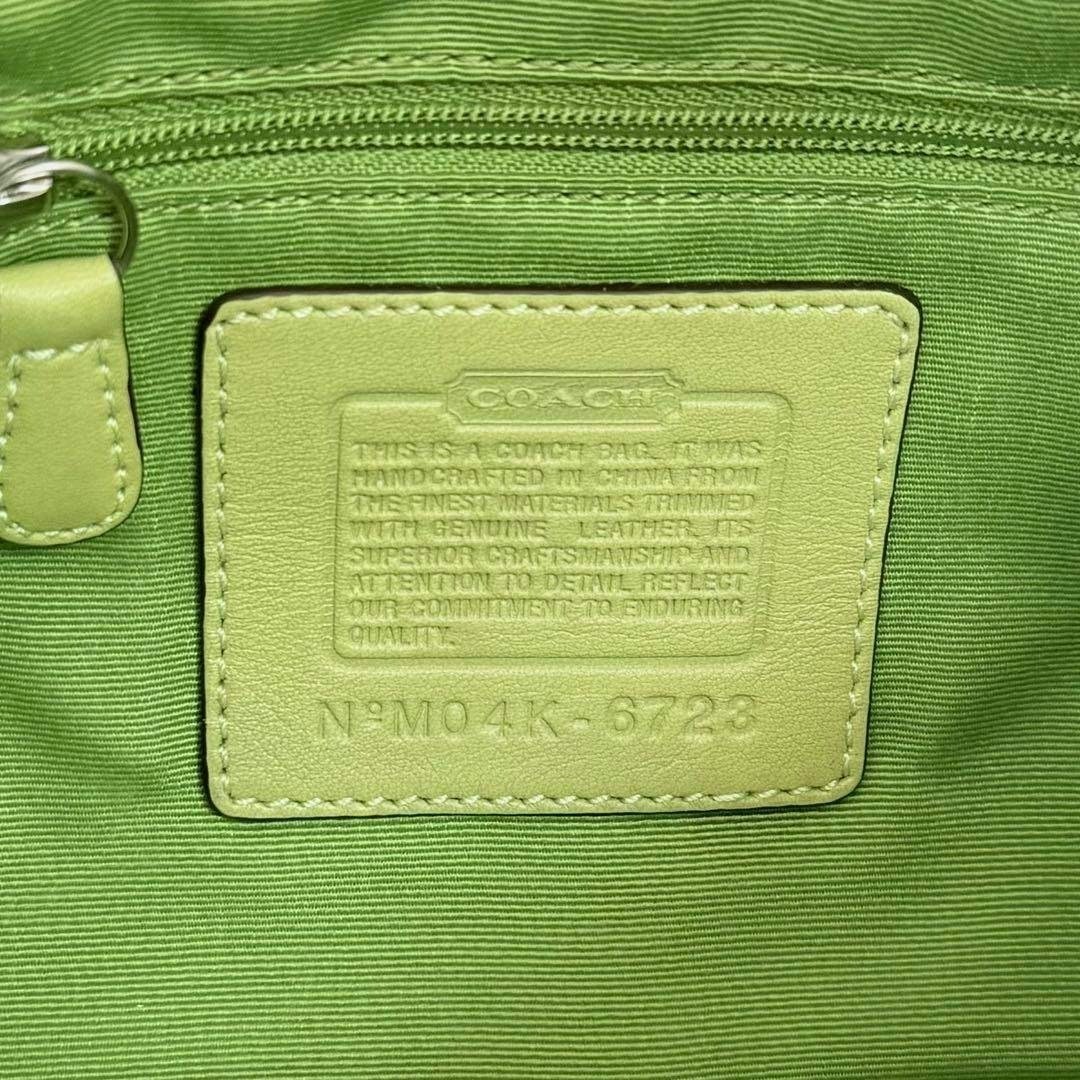 ショルダーバッグ Coach Ladybug Green Optic Bag 2005 Rare COACH Ladybug Signature Optic Hand Bag Canvas Leather Green Used