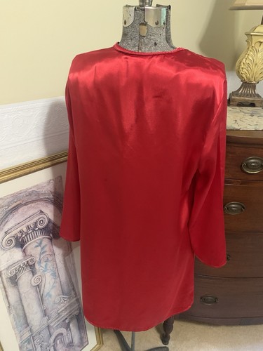 Red Vintage 90s Satin Night Dress By Inner Most Size Medium Button Up - Picture 9 of 12