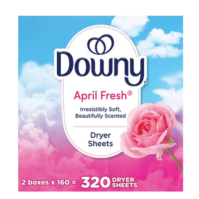 Downy April Fresh Fabric Softener Dryer Sheets 320 Count Bulk 2 Box Pack Bundle