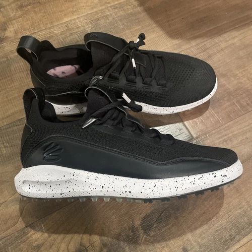 Under Armour Curry 8 Spikeless Golf Shoes Black White Men's Size 8 NEW
