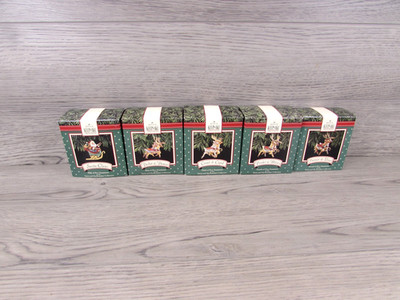 1992 Complete Set of 5 Hallmark Keepsake Ornaments Santa & Reindeer Collection