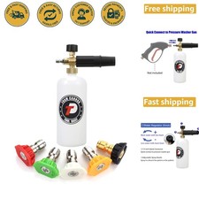 1 Liter Foam Cannon with 5 Nozzle Tips - Quick Connect, Ideal for Car Detailing