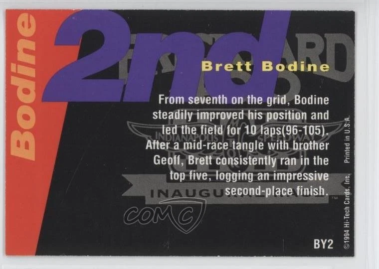 1995 Hi-Tech Brickyard 400 Top 10 Brett Bodine #BY2 - Image 2 of 2