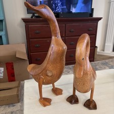 Vintage large hand carved wooden Duck/Goose 16” Tall. ALAD Pair