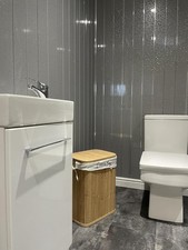 Grey Sparkle Chrome PVC Bathroom Wall Panels Wet Wall Cladding 4 Pack