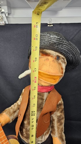 Vintage Custom Mohair? Stroh gefüllt Plüsch Zigarette Gitarre Affe? Große - Bild 12 von 12
