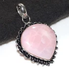 Peruvian Pink Opal 925 Silver Plated Pendant 1.5" Unique Jewelry Trendy GW