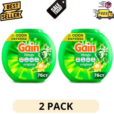 #ad 2 Pack Gain Flings OXI Original HE Laundry Detergent Pacs 76 Count 152 Total $39.88