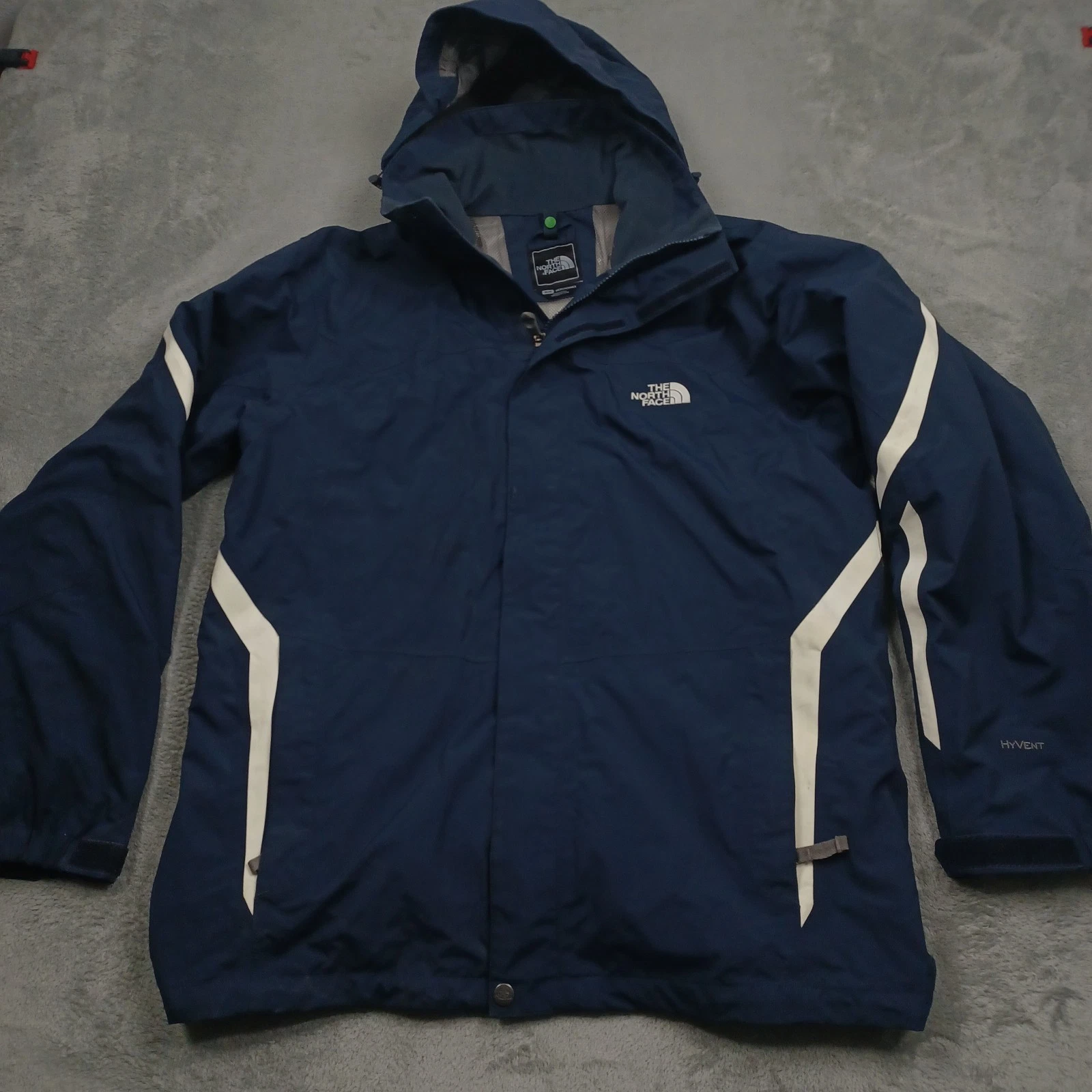 North Face Jacket Mens Medium Blue Full Zip Hooded Outdoor Hyvent