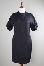 VERA WANG Croc Textured Midnight Shift Pleate...
