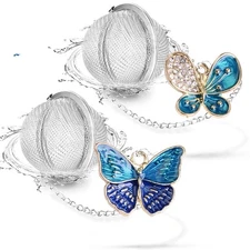 Tea Steeper for Loose Tea 2pcs Tea Infuser with Charm Handmade Cute Butterfly...