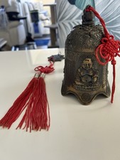 VINTAGE ASIAN ANTIQUE BRASS TEMPLE BELL WEIGHS 525 G