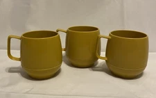 Set 3 Vintage Dinex Thermos Insulated Camping Mugs Marigold Yellow/Harvest Gold