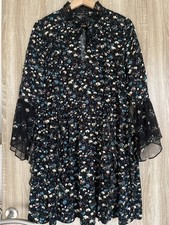 Boho Zara Floral Dress with Flared Sleeves and Ruffles Size M