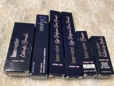 lune + aster Kabuki Brush, Eye Definer Duo, Brow Growth, Mascara, Vegan Lip Balm