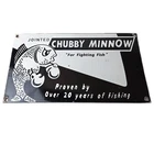 Vintage Chubby Minnow Sign - Fishing Lure Advertisement Porcelain Gas Pump Sign