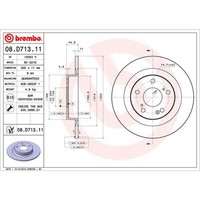 Bremsscheibe Brembo 08.D713.11, Hinten, Voll, 1 StüCk