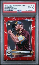 2025 TOPPS CHROME WWE RED REFRACTOR #16 JOHN CENA 3/5 PSA 10
