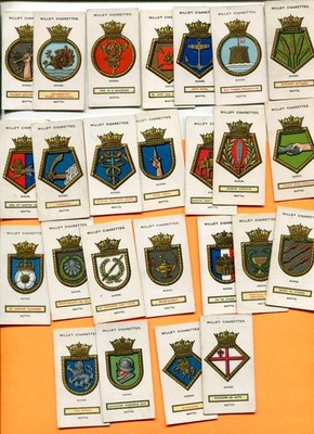 1925 W.D. & H.O. WILLS SHIPS BADGES 25 DIFFERENT TOBACCO CARD LOT