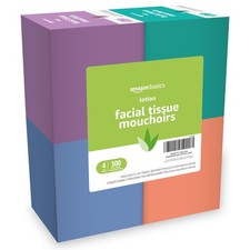 Amazon Basics Facial Tissues with Lotion, 2-Ply, 75 Count Pack of 4 , White