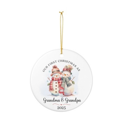 Our First Christmas as Grandma & Grandpa Ceramic Ornament, Custom Year