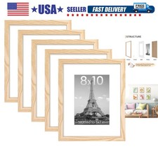 8x10 Picture Frame Set of 5, Display Pictures 5x7 with Mat or 8 x 10 Without,...