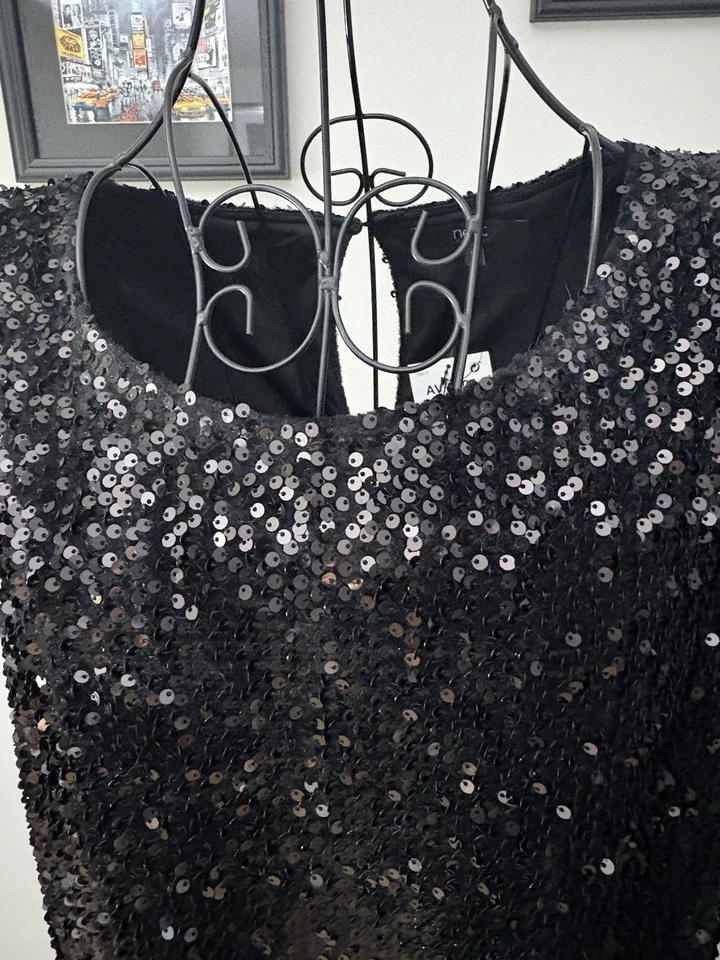 Next Women's Black Sequins Party Dress In Size 16, Length 36 Inches - Image 2 of 4