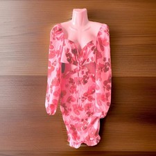 Ladies PLT Bold Pink Floral Cut Out Shift Dress Size 14 BNWT