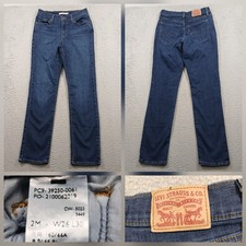 Levi's Classic Straight Jeans Womens 2M W26 L30 Dark Indigo Blue Stretch EUC
