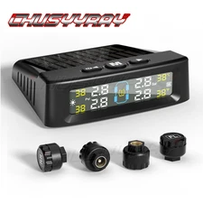 Solar TPMS LCD Tire Pressure Monitor System 6 External Sensors For Car RV Truck