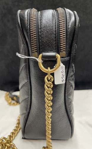 GUCCI MARMONT DOUBLE ZIP CAMERA BLACK BAG * Authentic * - Picture 4 of 13