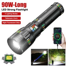 3000LM White Laser LED Flashlight USB Rechargeable Super Bright Torch Zoomable