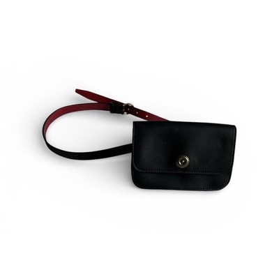 Lauren Ralph Lauren Millbrook Fanny Pack Belt Bag Black Red Leather