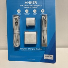 Anker 70W/30W Wall Charger Bundle Foldable Plugs 2 6ft USB-C to C Cables USED