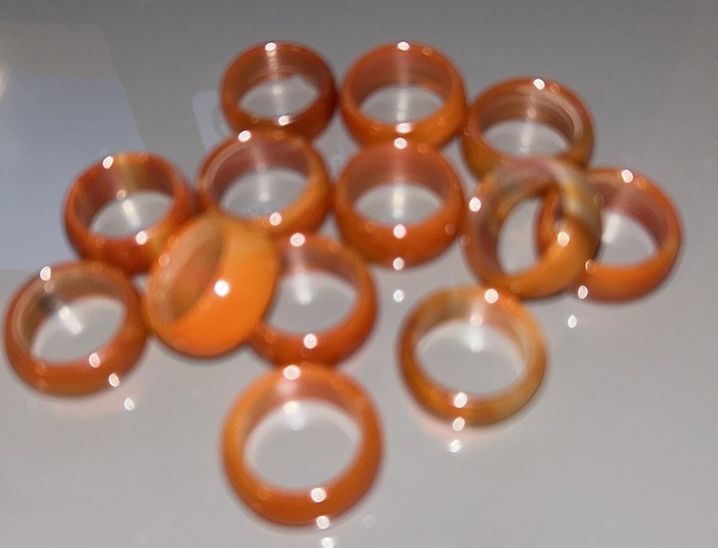 56 Orange and Clear Jade Band Rings’ with Vibrant Colors Sz 17mm-20mm