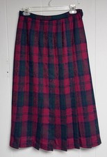 Pendelton Midi Skirt 100 Virgin Wool Women Sz 8 Red Plaid Tartan Preppy