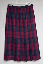 Pendelton Midi Skirt 100% Virgin Wool Women Sz 8 Red Plaid Tartan Preppy
