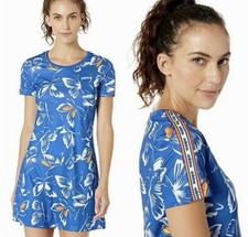 Adidas X FARM Rio Blue Butterfly Print Jersey Mini Dress Short Sleeve Size XL